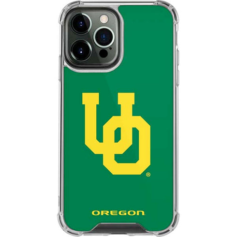 University of Oregon UO on Green iPhone 13 Pro Max Clear Case
